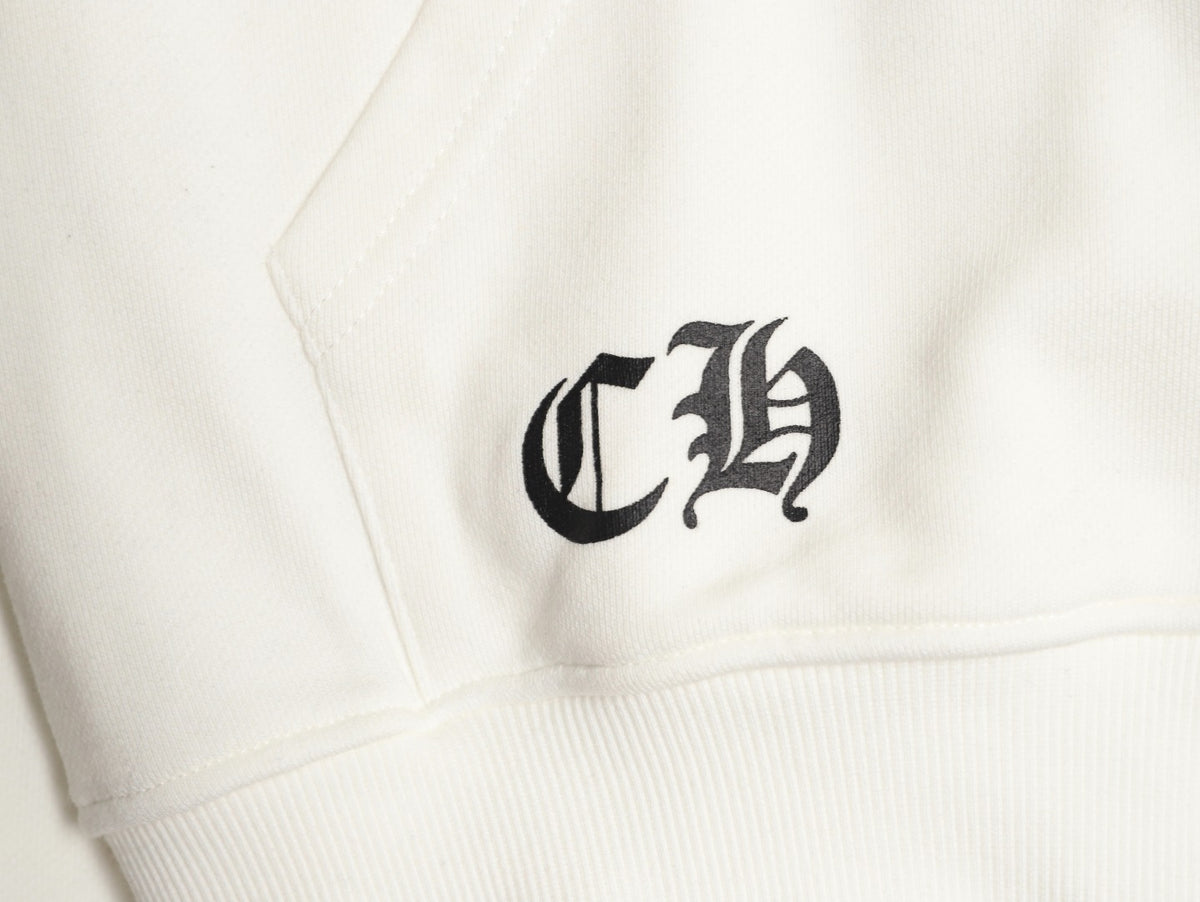 Gothic Logo Zip-Up Hoodie White