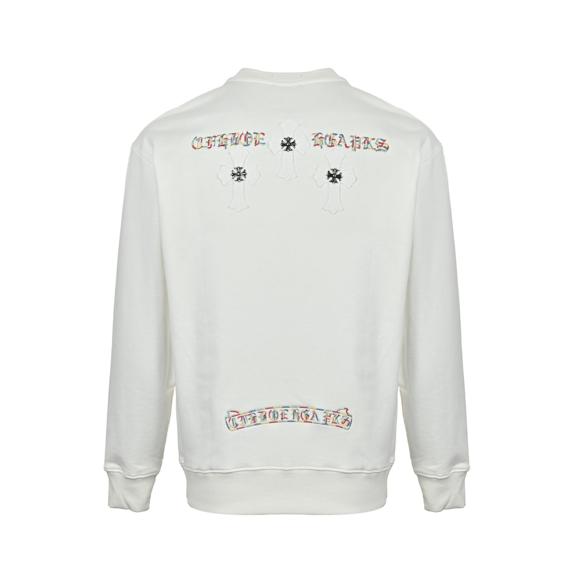 Multicolor Neck Logo Crewneck Sweatshirt White