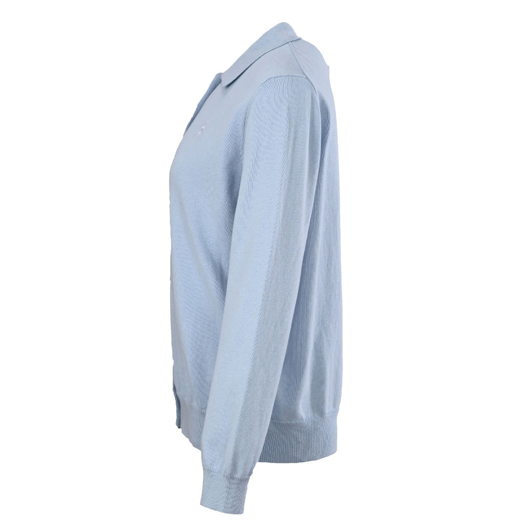 Polo Collar Buttoned Cardigan Light Blue