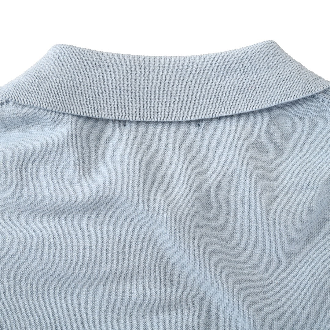 Polo Collar Buttoned Cardigan Light Blue