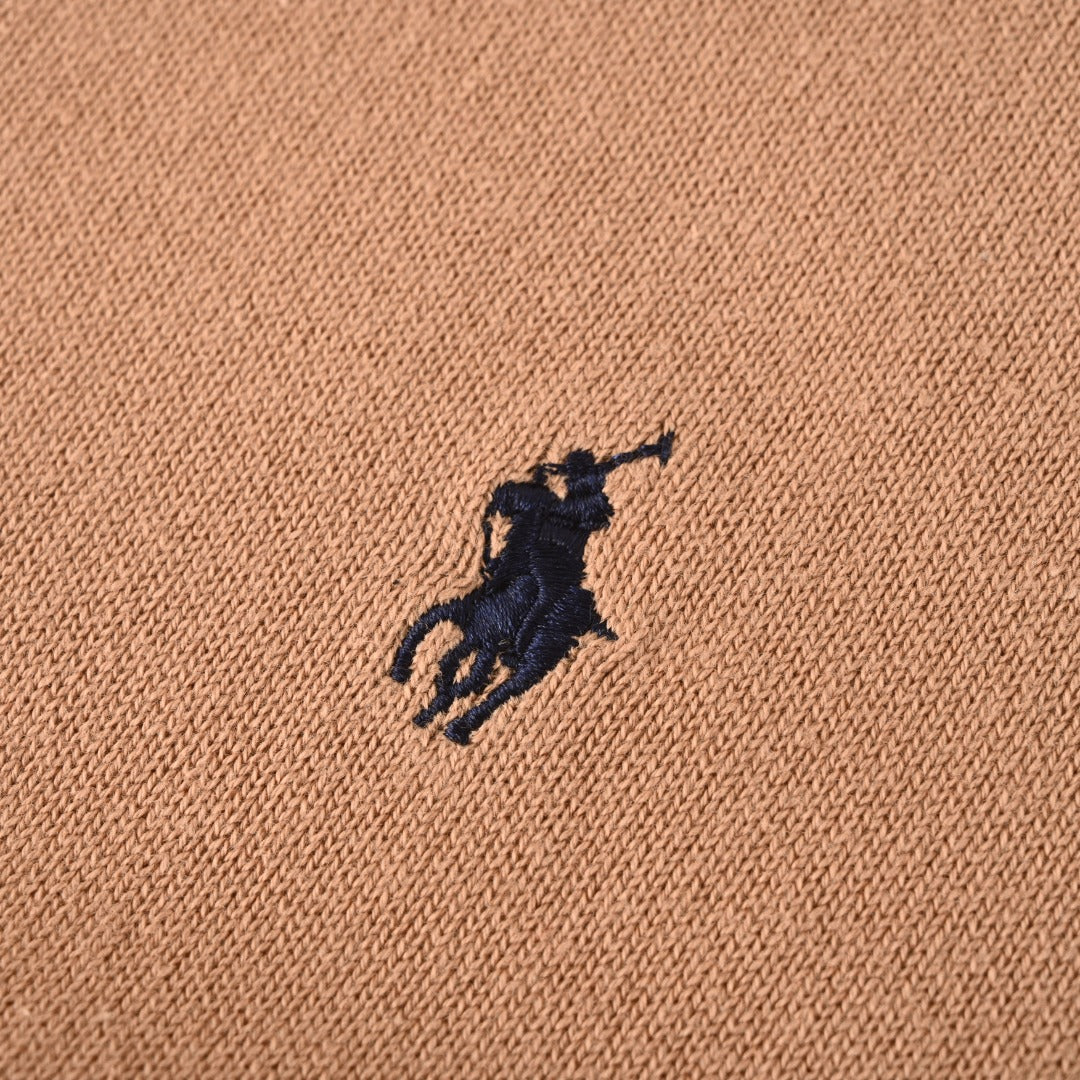 Cotton-Blend Polo Cardigan Camel Melange