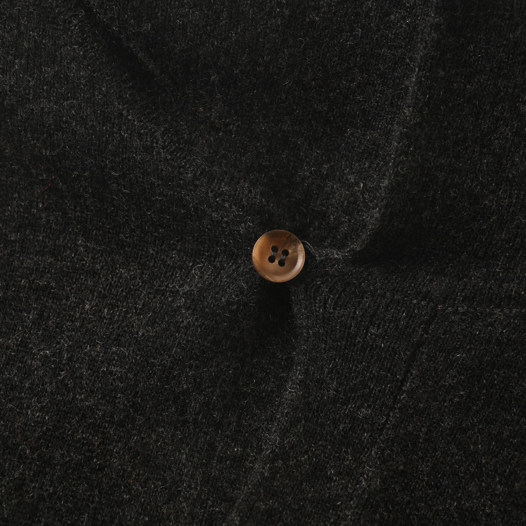Long-Sleeve Knit Polo Dark Grey
