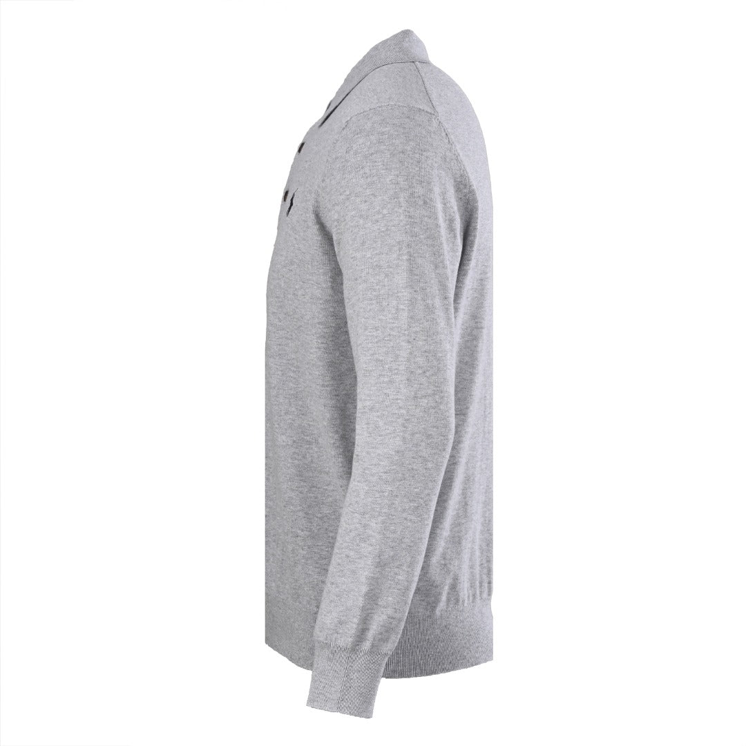 Long-Sleeve Cotton Polo Andover Heather