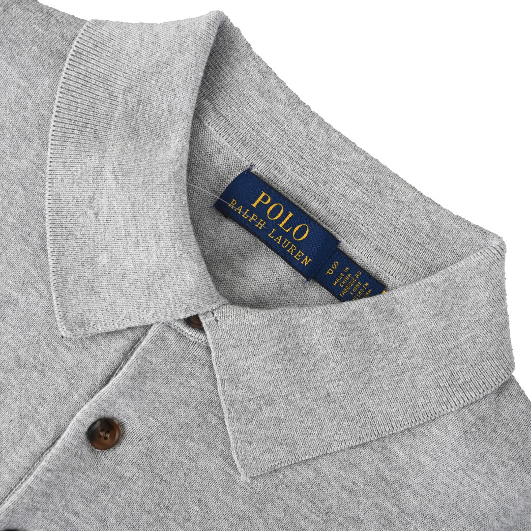 Long-Sleeve Cotton Polo Andover Heather