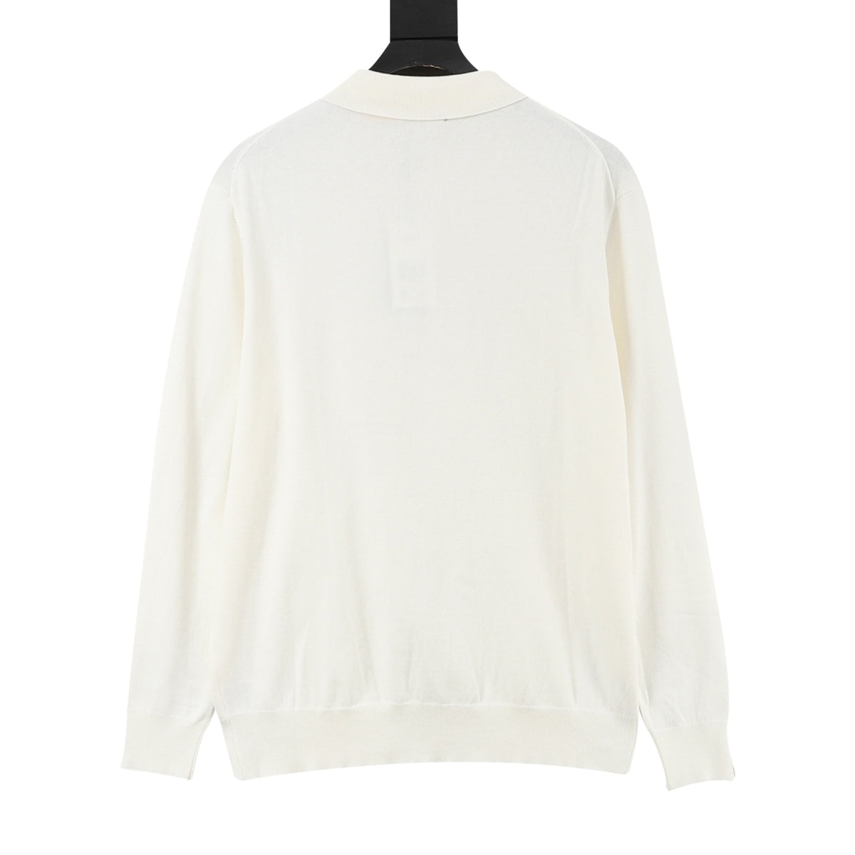 Long-Sleeve Knit Polo Cream