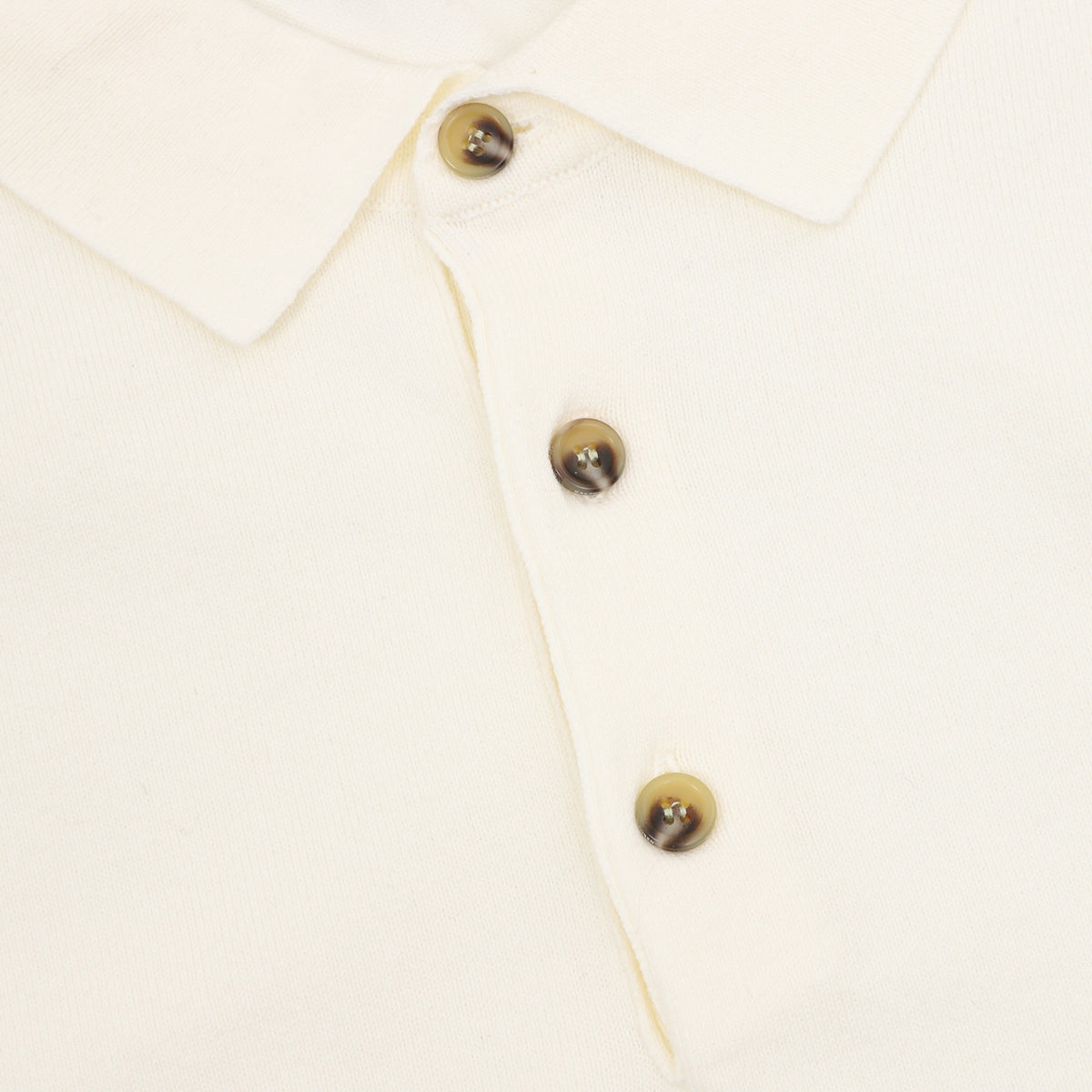Long-Sleeve Knit Polo Cream
