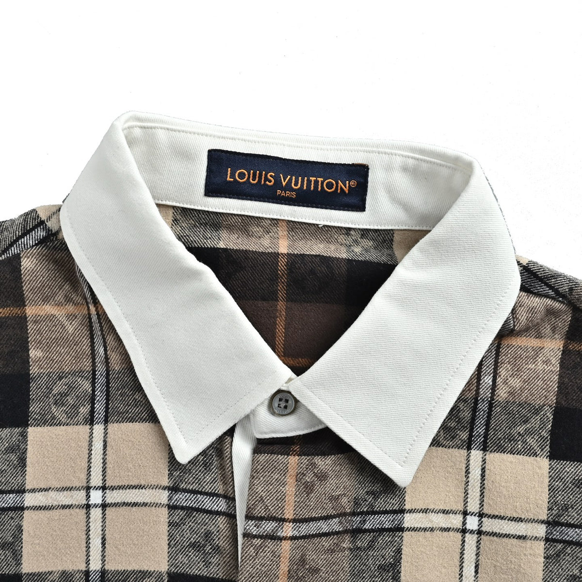 Monogram Flannel Long-Sleeved Polo Caramel