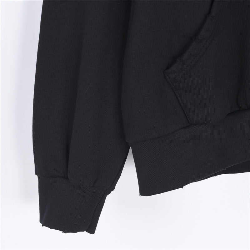 New Tape Type Oversized Hoodie Black