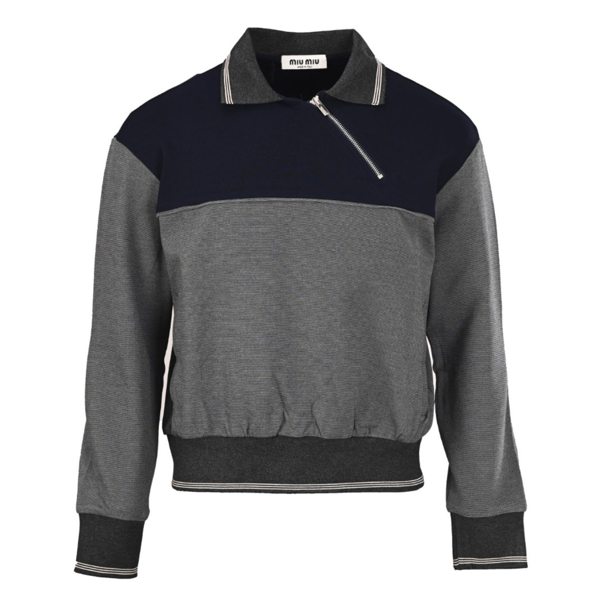 Polo-Neck Zip-Up Anthracite & Navy Blue