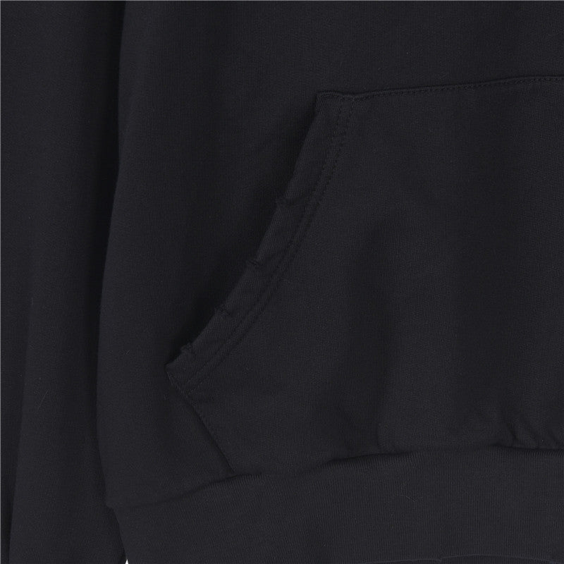 New Tape Type Oversized Hoodie Black