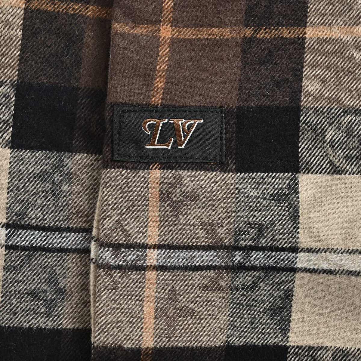 Monogram Flannel Long-Sleeved Polo Caramel