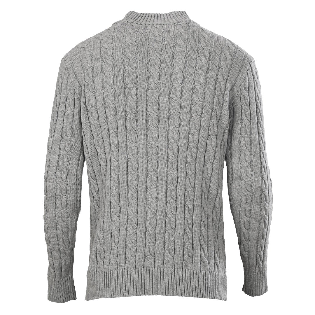Cable-Knit Quarter-Zip Sweater Grey