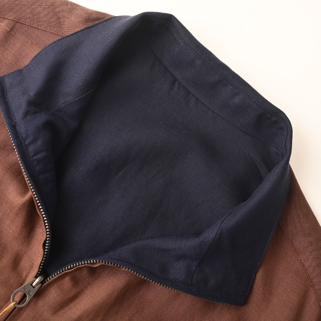 Reversible Linen Bomber Navy Blue