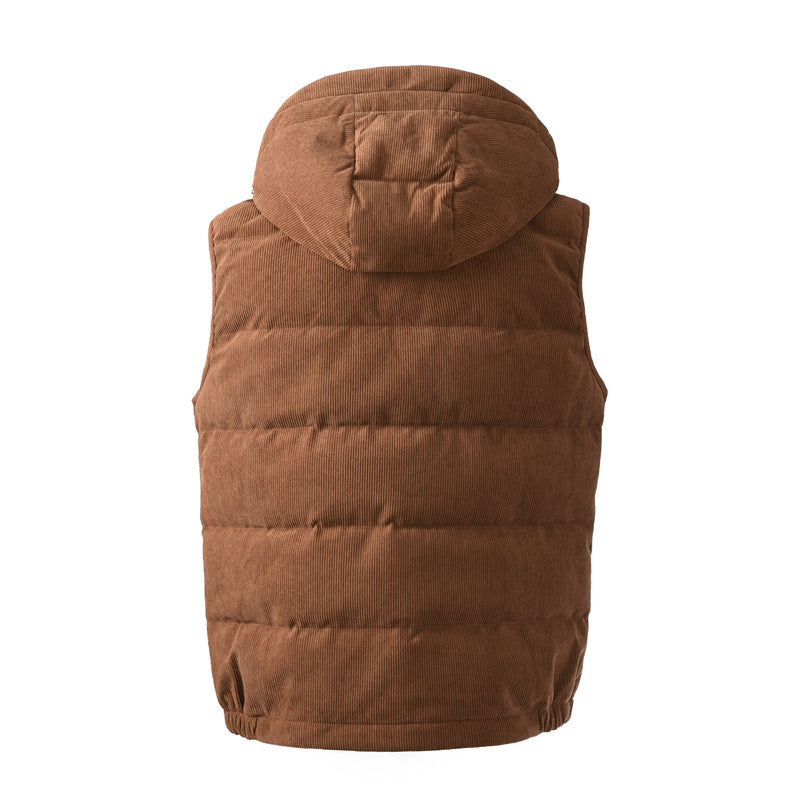 Corduroy Puffer Vest Brown