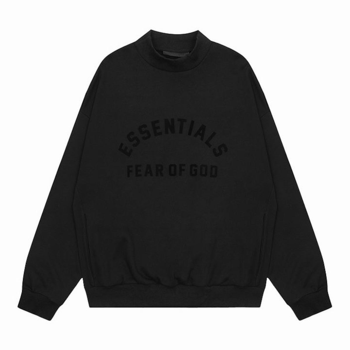 Embossed Logo Mock-Collar Crewneck