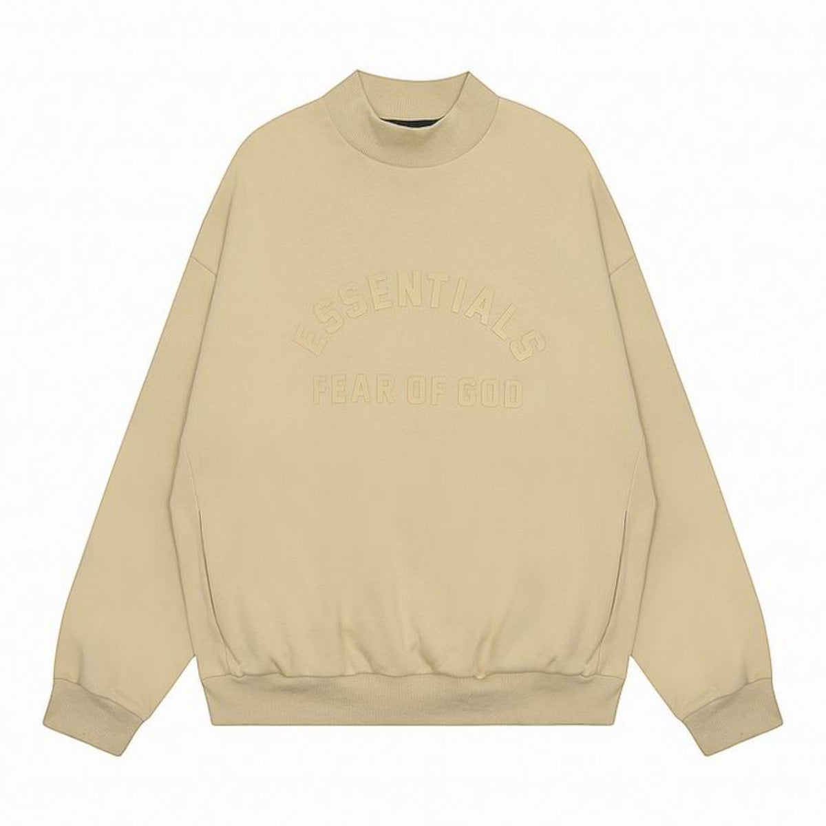Embossed Logo Mock-Collar Crewneck