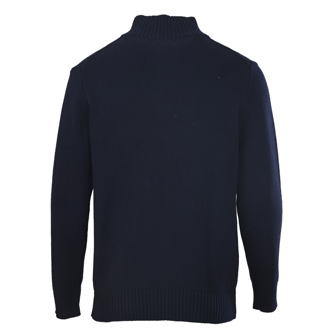 Cotton Quarter-Zip Mockneck Jumper Hunter Navy