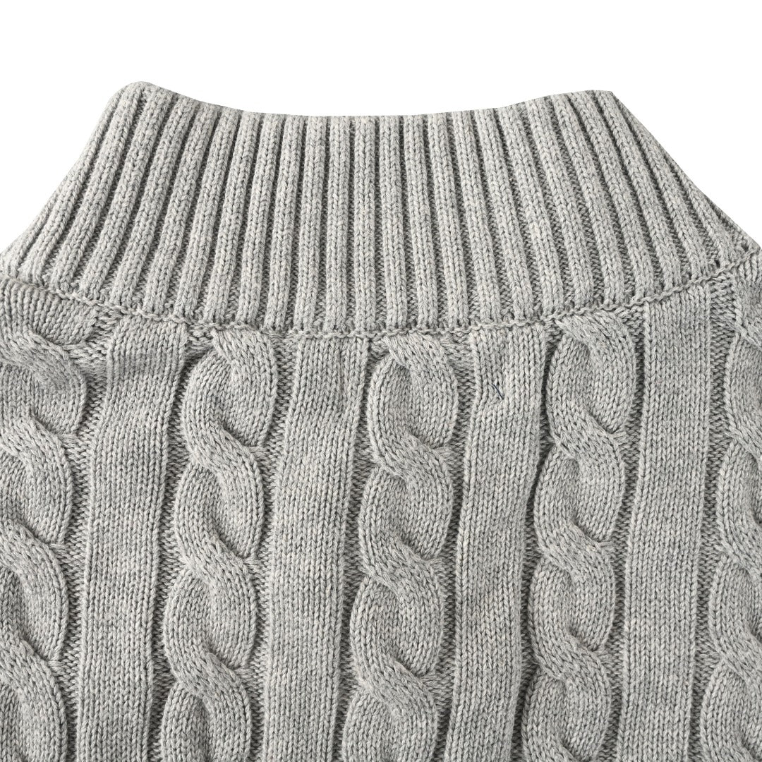 Cable-Knit Quarter-Zip Sweater Grey