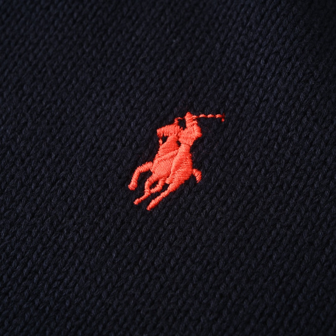 Cotton Quarter-Zip Mockneck Jumper Hunter Navy