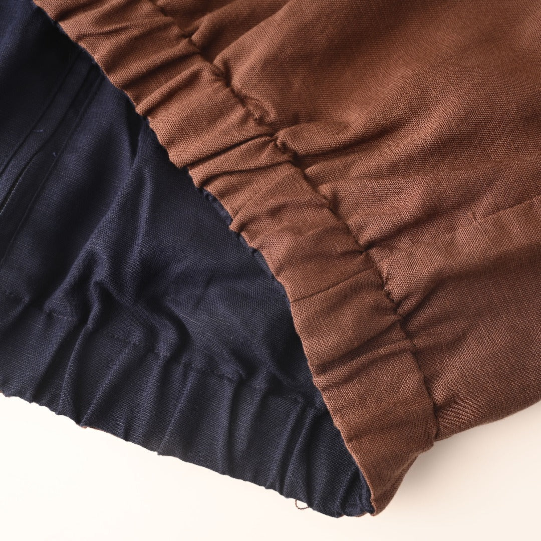 Reversible Linen Bomber Navy Blue