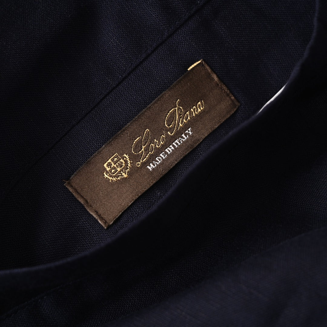 Reversible Linen Bomber Navy Blue