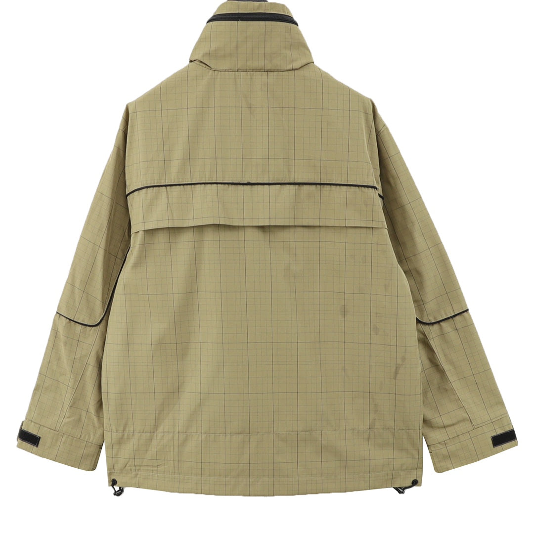 Checkered Half-Zip Anorak Khaki Green