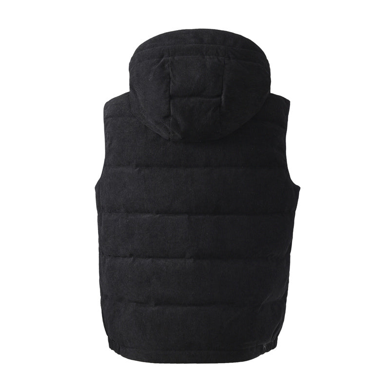 Corduroy Puffer Vest Black