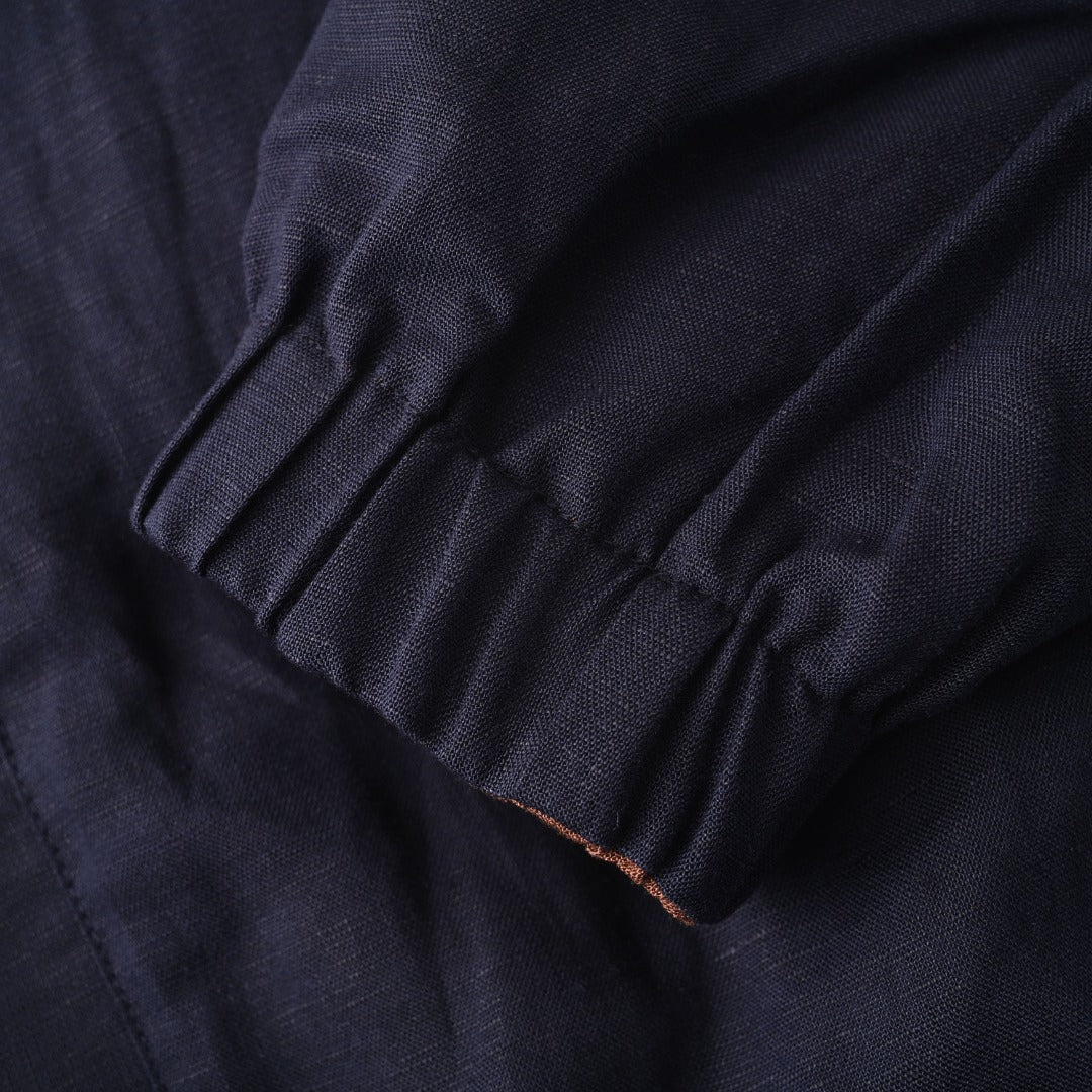 Reversible Linen Bomber Navy Blue