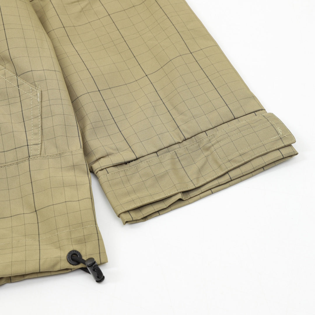 Checkered Half-Zip Anorak Khaki Green