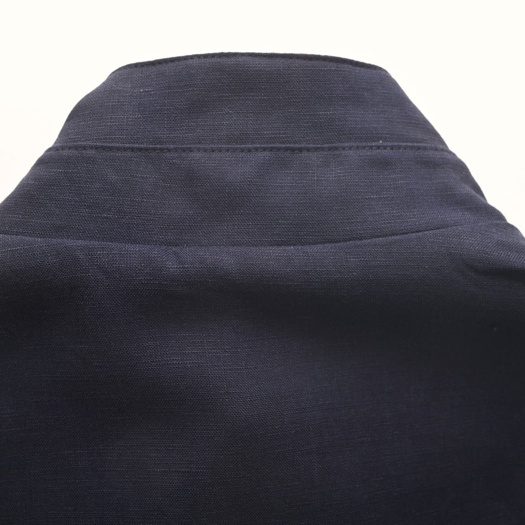 Reversible Linen Bomber Navy Blue