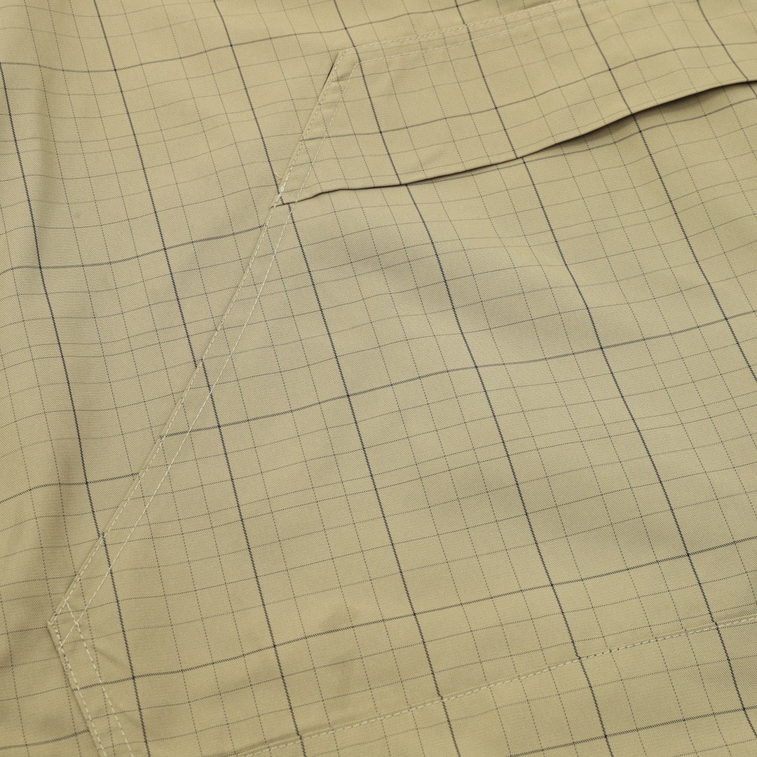 Checkered Half-Zip Anorak Khaki Green