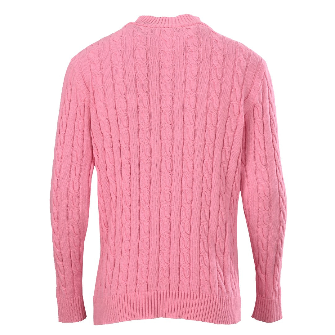 Cable-Knit Quarter-Zip Sweater Pink