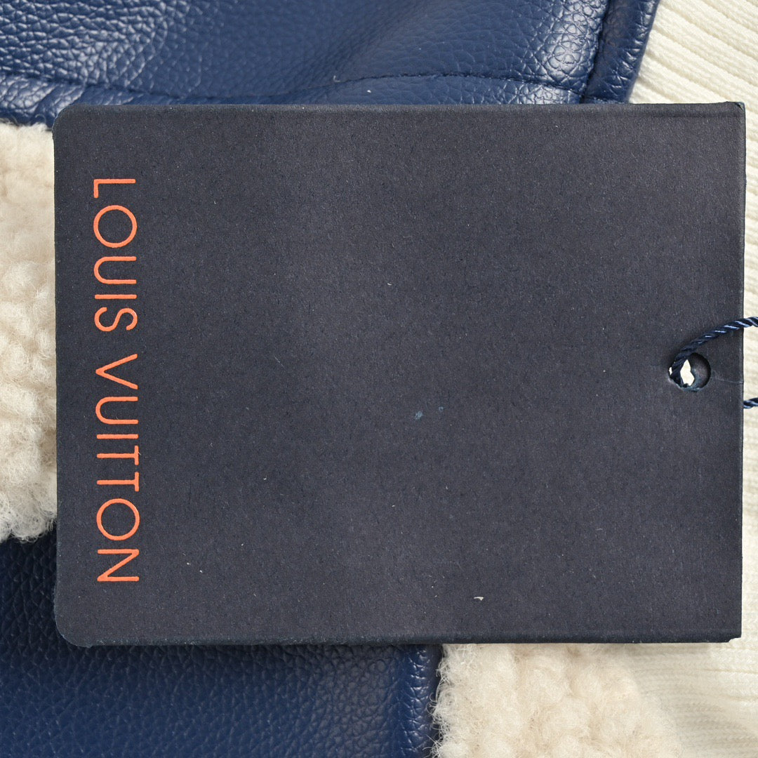 Leather Mix Teddy Jacket Blue / White