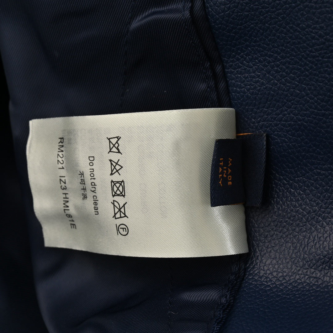 Leather Mix Teddy Jacket Blue / White