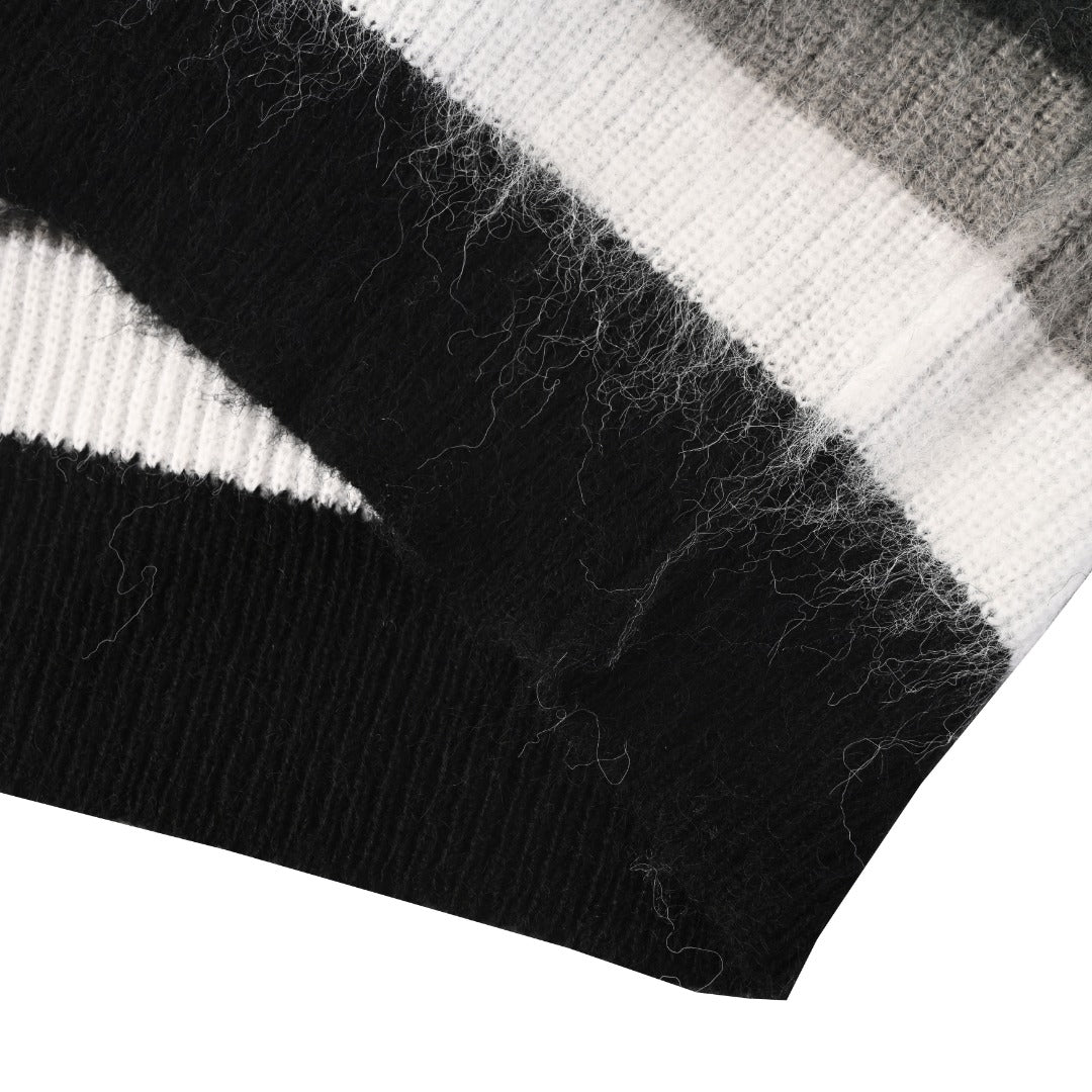 Stripped Crewneck Sweater Black, White & Grey