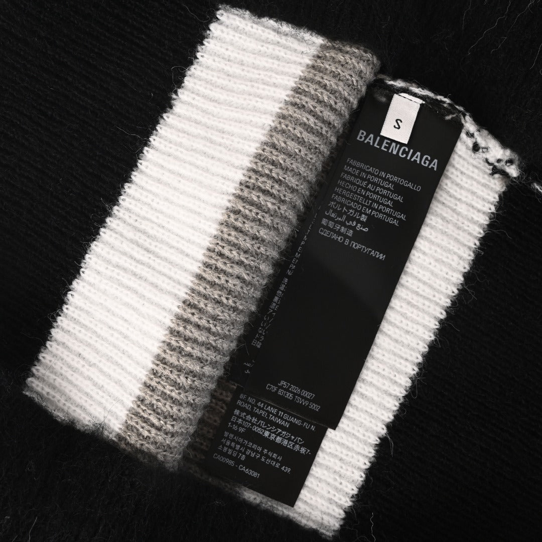 Stripped Crewneck Sweater Black, White & Grey
