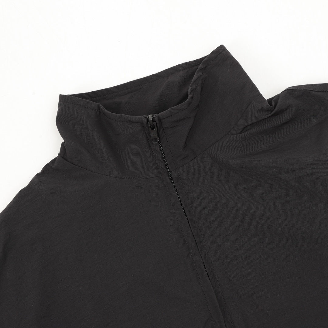 Stand Collar Zip-Up Jacket Black