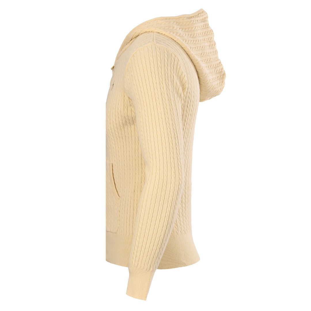 Mini-Cable Cotton Full-Zip Hoodie Pale Yellow