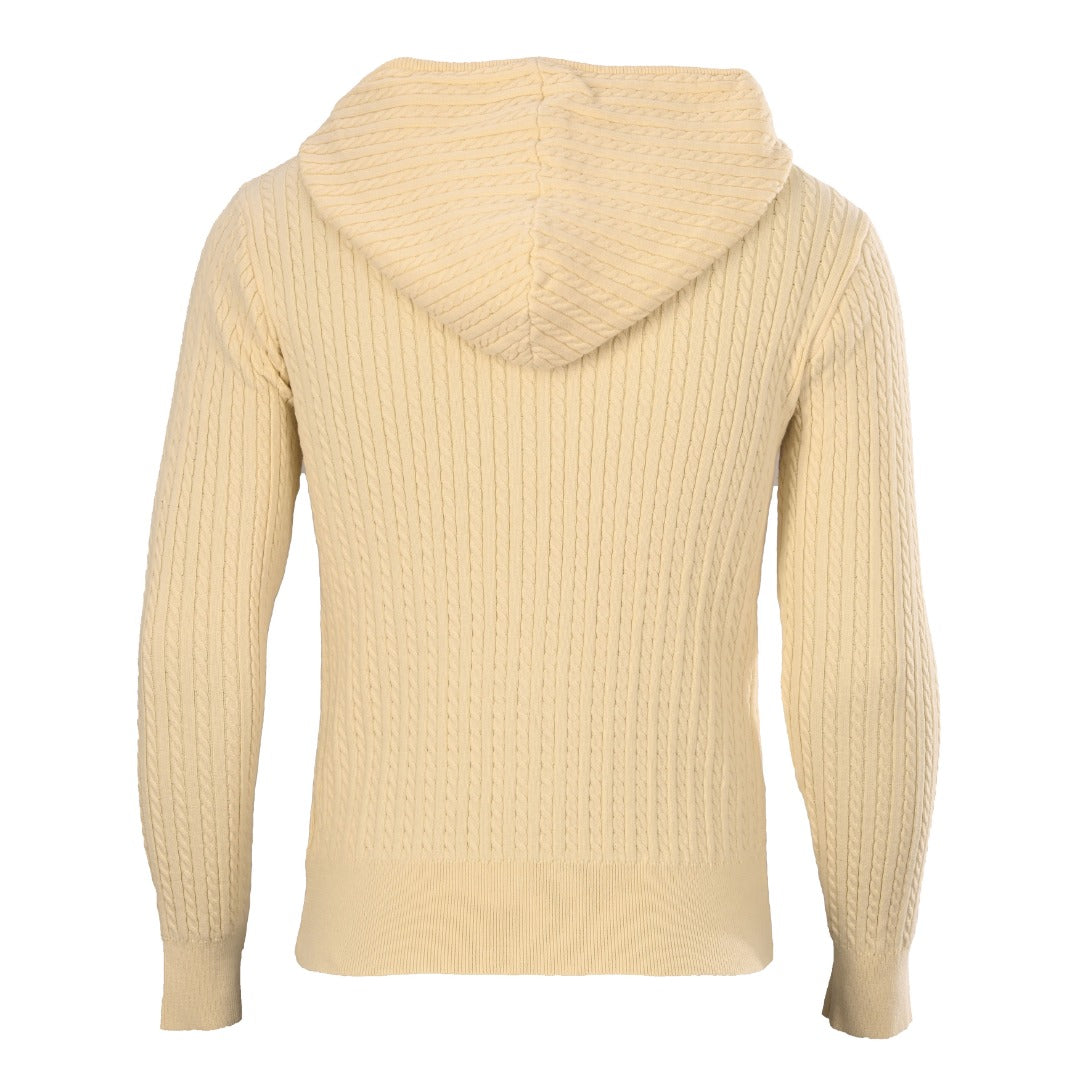 Mini-Cable Cotton Full-Zip Hoodie Pale Yellow