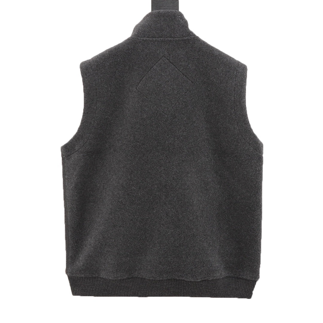 Textured Fleece Vest Charcoal Grey