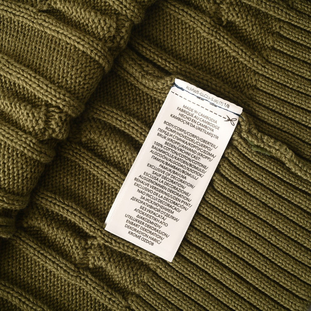 Cable-Knit Quarter-Zip Sweater Olive Green