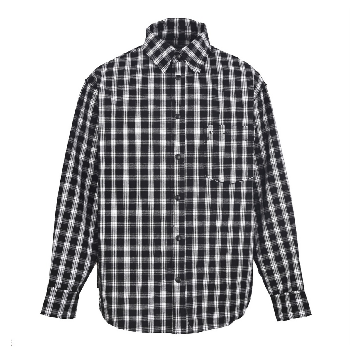 Plaid Button-Down Shirt Black & White