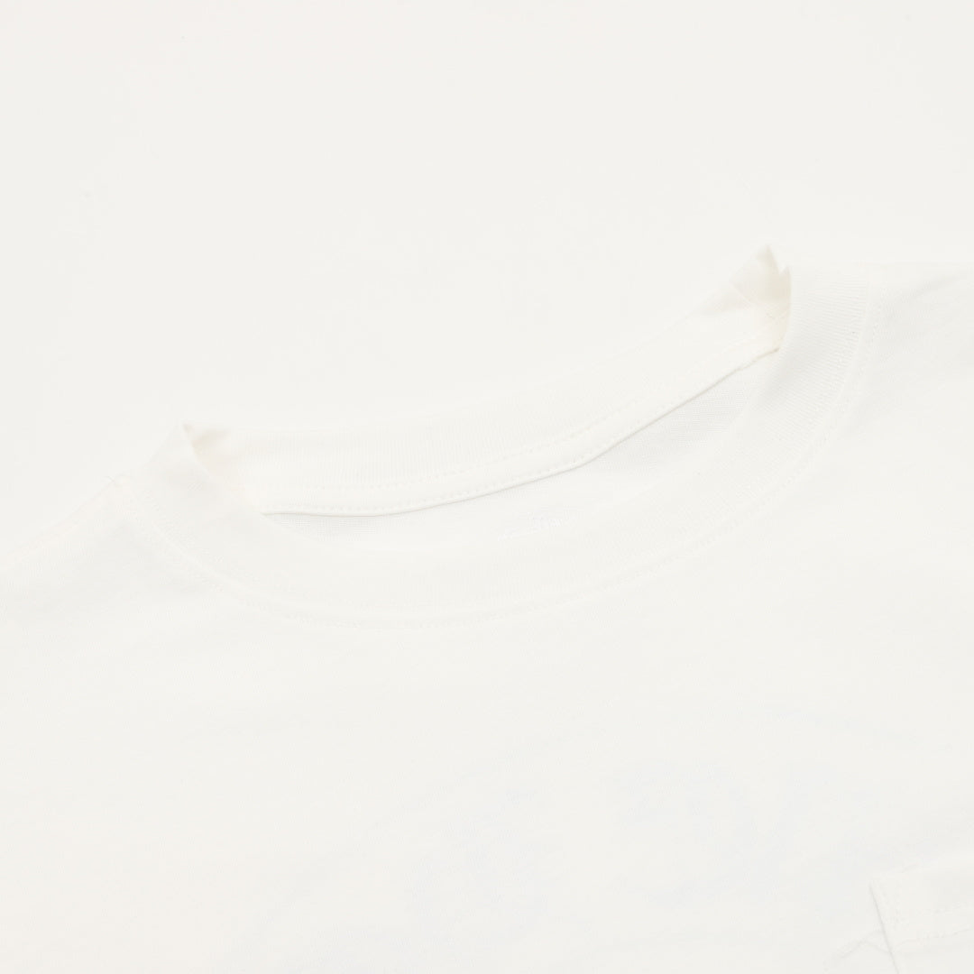 Horseshoe Scroll Long Sleeve Pocket T-Shirt White & Light Blue