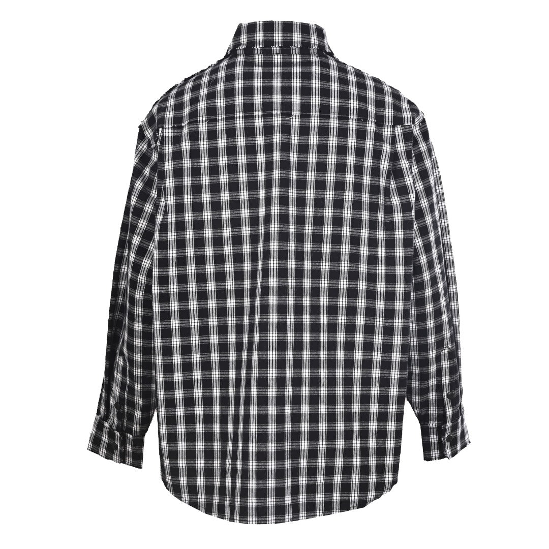 Plaid Button-Down Shirt Black & White