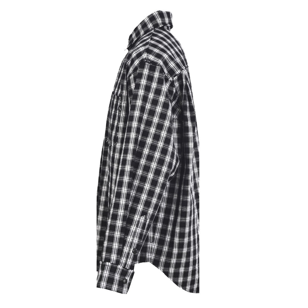 Plaid Button-Down Shirt Black & White