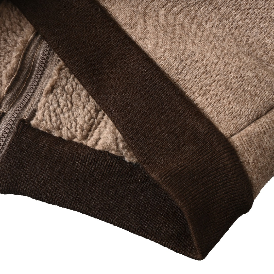Fleece Bomber Beige & Brown
