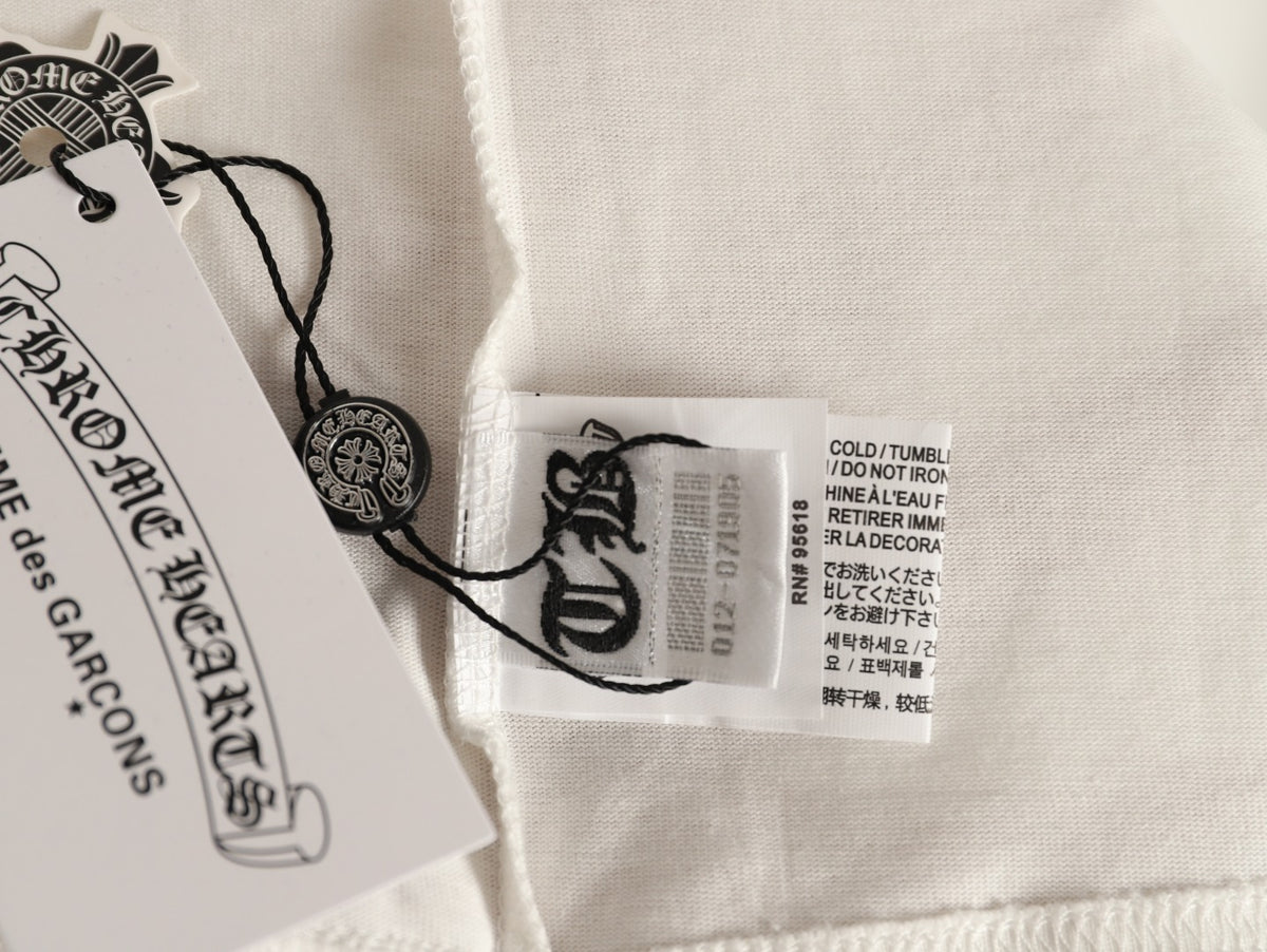 Neck Script Logo Long Sleeve T-Shirt White & Blue