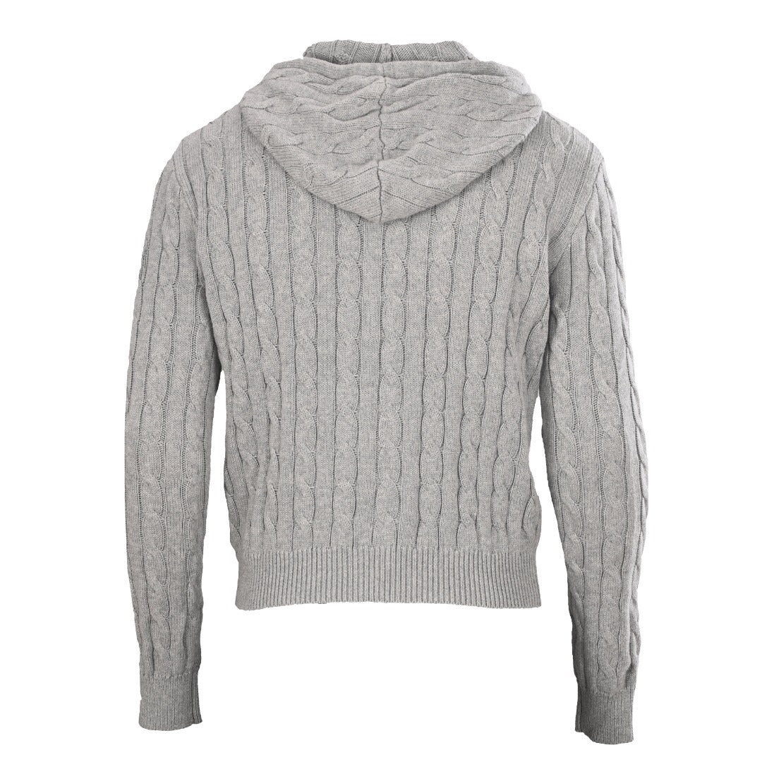 Cable-Knit Cotton Full-Zip Hoodie Grey