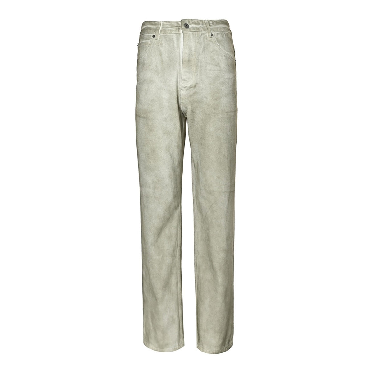 Distressed Straight-Leg Light Grey Beige