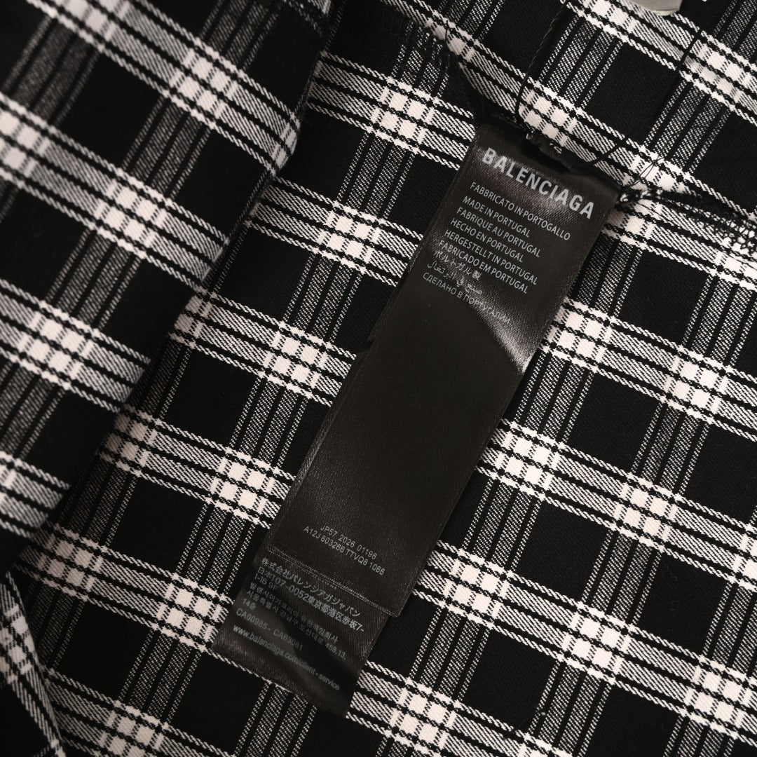 Plaid Button-Down Shirt Black & White